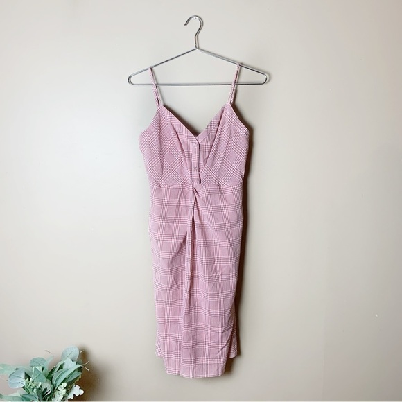 [ASTR the Label] Pink & White Plaid Print Picnic Sleeveless Dress Cottagcore - Picture 1 of 9